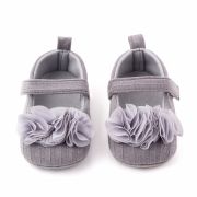 Pantofiori gri cu floricele din tulle aplicate ADd2429-3-sa21