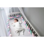 Protectie laterala pentru patut, impletita, 3 m, ricokids 722106 - roz - mov - turcoaz edeedi722106