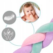 Protectie laterala pentru patut, impletita, 3 m, ricokids 722106 - roz - mov - turcoaz edeedi722106