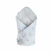 Qmini - Paturica de infasat cu fata dubla Minky Wrap, Nou-nascut, Din Bumbac, 80x80 cm, Rabbit Night BYNQM_BOC0233