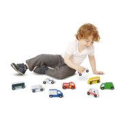 Set de 9 masinute utilitare din lemn - okemd3170
