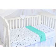 Lenjerie 3 piese patut 120x60 cm, model stelute si plus minky turquoise PFCC1306