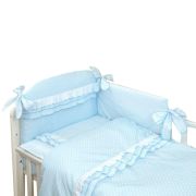 Amy - Lenjerie 3 Piese Cu Protectie Laterala Baby Chic Din Bumbac, 120x60 Cm, Blue Pjb67370