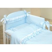 Amy - Lenjerie 3 Piese Cu Protectie Laterala Baby Chic Din Bumbac, 120x60 Cm, Blue Pjb67370