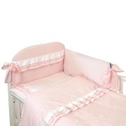 Amy - Lenjerie 3 Piese Cu Protectie Laterala Baby Chic Din Bumbac, 120x60 Cm, Roz Pjb67371
