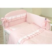 Amy - Lenjerie 3 Piese Cu Protectie Laterala Baby Chic Din Bumbac, 120x60 Cm, Roz Pjb67371