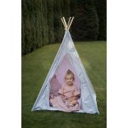 Cort De Joaca Stars Reversibil, Cu Saltea Impermeabila Inclusa, Indian Teepee Din Bumbac, Roz Gri Pjb63046