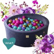 Piscina Uscata 250 Bile 7 Cm Meowbaby  , Auriu, Roz Inchis, Violet Si Turcoaz, Flower Set, 90x30 Cm, Catifea Blue Pjbb001011