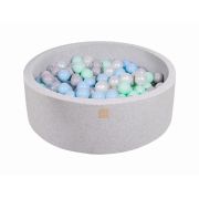 Piscina Uscata Cu 200 De Bile (alb Perlat, Gri, Transparent, Mint, Babyblue) Meowbaby  , 90x30 Cm, Gri Deschis Pjbmeo028