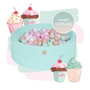 Piscina Uscata Cu 250 De Bile (alb, Mint, Bej, Roz Pastel, Transparent) Meowbaby  , Cupcake, 90x30 Cm, Mint Pjbb001006