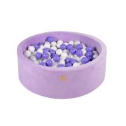 Piscina Uscata Cu 250 De Bile (alb Perlat, Alb, Lila) Meowbaby  , Lavanda, 90x30 Cm, Catifea Lila Pjbb001026