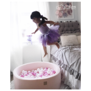Piscina Uscata Cu 250 De Bile (alb Perlat, Transparent, Roz Pastel) Meowbaby  , Amour, 90x30 Cm, Roz Deschis Pjbb001020