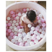 Piscina Uscata Cu 250 De Bile (alb Perlat, Transparent, Roz Pastel) Meowbaby  , Amour, 90x30 Cm, Roz Deschis Pjbb001020