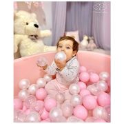Piscina Uscata Cu 250 De Bile (alb Perlat, Transparent, Roz Pastel) Meowbaby  , Amour, 90x30 Cm, Roz Deschis Pjbb001020