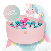 Piscina Uscata Cu 250 De Bile (alb Perlat, Turcoaz, Roz Pastel, Mint) Meowbaby  , Unicorn, 90x30 Cm, Roz Deschis Pjbb001018