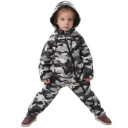 Salopeta impermeabila pentru copii Kidscare, cu protectie la vant si apa cu imprimeu Camuflaj - marime 110 SUPKCSI502_Camuflaj-110