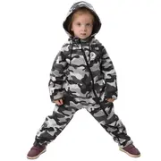Salopeta impermeabila pentru copii Kidscare, cu protectie la vant si apa cu imprimeu Camuflaj - marime 98 SUPKCSI502_Camuflaj-98