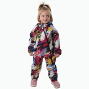 Salopeta impermeabila pentru copii Kidscare, cu protectie la vant si apa cu imprimeu Graffiti - marime 110 SUPKCSI501_Graffiti-110