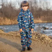 Salopeta impermeabila pentru copii Kidscare, cu protectie la vant si apa cu imprimeu Masini - marime 98 SUPKCSI508_Masini-98