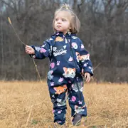 Salopeta impermeabila pentru copii Kidscare, cu protectie la vant si apa cu imprimeu Pisicute - marime 104 SUPKCSI503_Pisicute-104