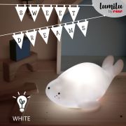 Lampa de veghe si veioza cu LED, lumina reglabila si functie oprire cronometrata, forma foca, alba, Lumilu Lazy Friends Seal, Reer 52240
