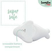 Lampa de veghe si veioza cu LED, lumina reglabila si functie oprire cronometrata, forma foca, alba, Lumilu Lazy Friends Seal, Reer 52240