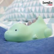 Lampa de veghe si veioza cu LED, lumina reglabila si oprire cronometrata, forma dinozaur, turcoaz, Lumilu Lazy Friends Dino, Reer 52223