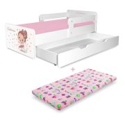 Pat Copii Balerina P2 2-12 Ani Cu Sertar Si 2 Protectii Laterale Detasabile Si Saltea Cu Lana Inclusa - ASC-mk-srt-bal-p2-80
