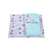 Lenjerie 3 piese patut 120x60 cm model astronauti si plus bleu PFCPF1041