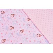 Lenjerie 3 piese patut 120x60 cm model balerine si plus minky roz pal PFCPF3488