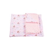 Lenjerie 3 piese patut 120x60 cm model balerine si plus minky roz pal PFCPF3488