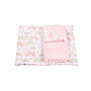 Lenjerie 3 piese patut 120x60 cm model curcubee florale si plus roz pal PFCPF2329