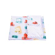 Lenjerie 3 piese patut 120x60 cm model masinute si plus alb PFCPF4610