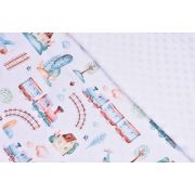 Lenjerie 3 piese patut 120x60 cm model trenulete si plus alb PFCPF3126