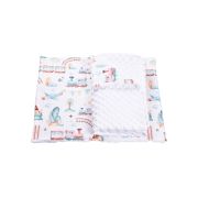 Lenjerie 3 piese patut 120x60 cm model trenulete si plus alb PFCPF3126