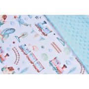 Lenjerie 3 piese patut 120x60 cm model trenulete si plus bleu PFCPF2819