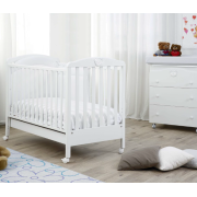 Patut Bebe Din Lemn Masiv, Cu Sertar, Roti, Laterale Culisabile Si Inaltime Reglabila A Saltelei, Mio Faccetta, 127x63 Cm Pjbmiof_cot