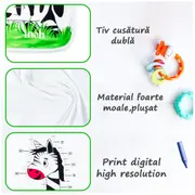 Paturica Milestone plusata cu 2 fete pentru fotografierea bebelusului Long Neck Zebra & Foot Steps, cu 45 Stickere Cadou