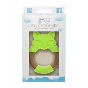 Bocioland - Jucarie de dentitie din silicon si lemn, Vulpe, Verde BYNBOC0524