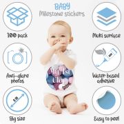 Set 100 Stickere pentru fotografierea bebelusilor - Baby Milestone Stickers pentru fotografii memorabile | Pachet XXL 20 cm diametru