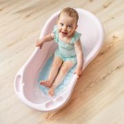 Covoras de baie antialunecare cu ventuze, din cauciuc natural, antibacterian, oval, 42 x 25 cm, albastru, MyHappyBath Mat, Reer 76023