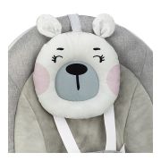 Leagan pentru bebelusi, MoMi LISS Bear Pink, 5 viteze de balansare, Cronometru, Alimentare baterii, 8 melodii, 2 jucarii incluse, Centura in 5 puncte KRTBULE00014