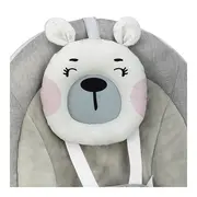 Leagan pentru bebelusi, MoMi LISS Bear Pink, 5 viteze de balansare, Cronometru, Alimentare baterii, 8 melodii, 2 jucarii incluse, Centura in 5 puncte KRTBULE00014