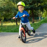 Bicicleta de echilibru, MoMi, ULTI Pink, Fara pedale, Albastru, Reglabila, Cadru usor din magneziu, Roti cauciucate, Absorbtie a socurilor, Sarcina maxima 30 kg KRTROBI00039