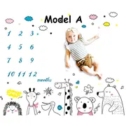 Suport textil tip Milestone, subtire, pentru fotografii memorabile Animale Prietenoase Model A DLLdrl-anpB