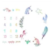 Suport textil tip Milestone subtire pentru fotografii memorabile Unicorni DLLdrl272