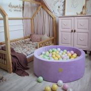 Piscina Uscata Cu 250 De Bile (pastel Roz Si Galben, Verde Deschis, Alb Perlat) Meowbaby  , Hocus Crocus, 90x30 Cm, Catifea Lila Pjbb001033