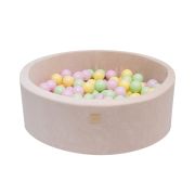 Piscina Uscata Cu 250 De Bile (pastel Roz Si Galben, Verde Deschis) Meowbaby  , Spring, 90x30 Cm, Catifea Ecru Pjbb001032