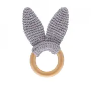 Jucarie dentitie din bumbac cu inel din lemn BabyJem Amigurumi (Culoare: Roz) JEMbj_6514