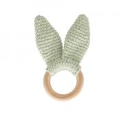 Jucarie dentitie din bumbac cu inel din lemn BabyJem Amigurumi (Culoare: Verde) JEMbj_6513